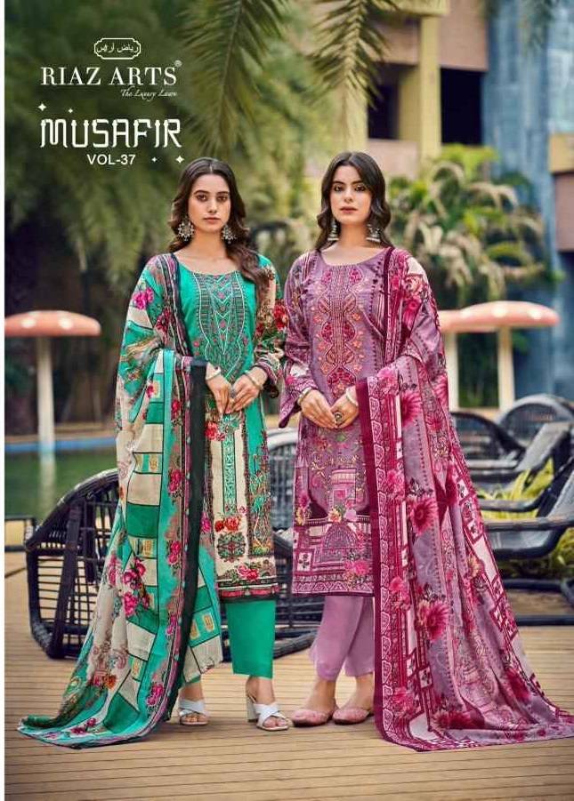 MUSAFIR.37 By RIAZ ARTS 1001 TO 1006 Series Beautiful Festive Suits Stylish Fancy Colorful Casual Wear & Ethnic Wear Cotton Cambric Lawn Print Dresses At Wholesale Price